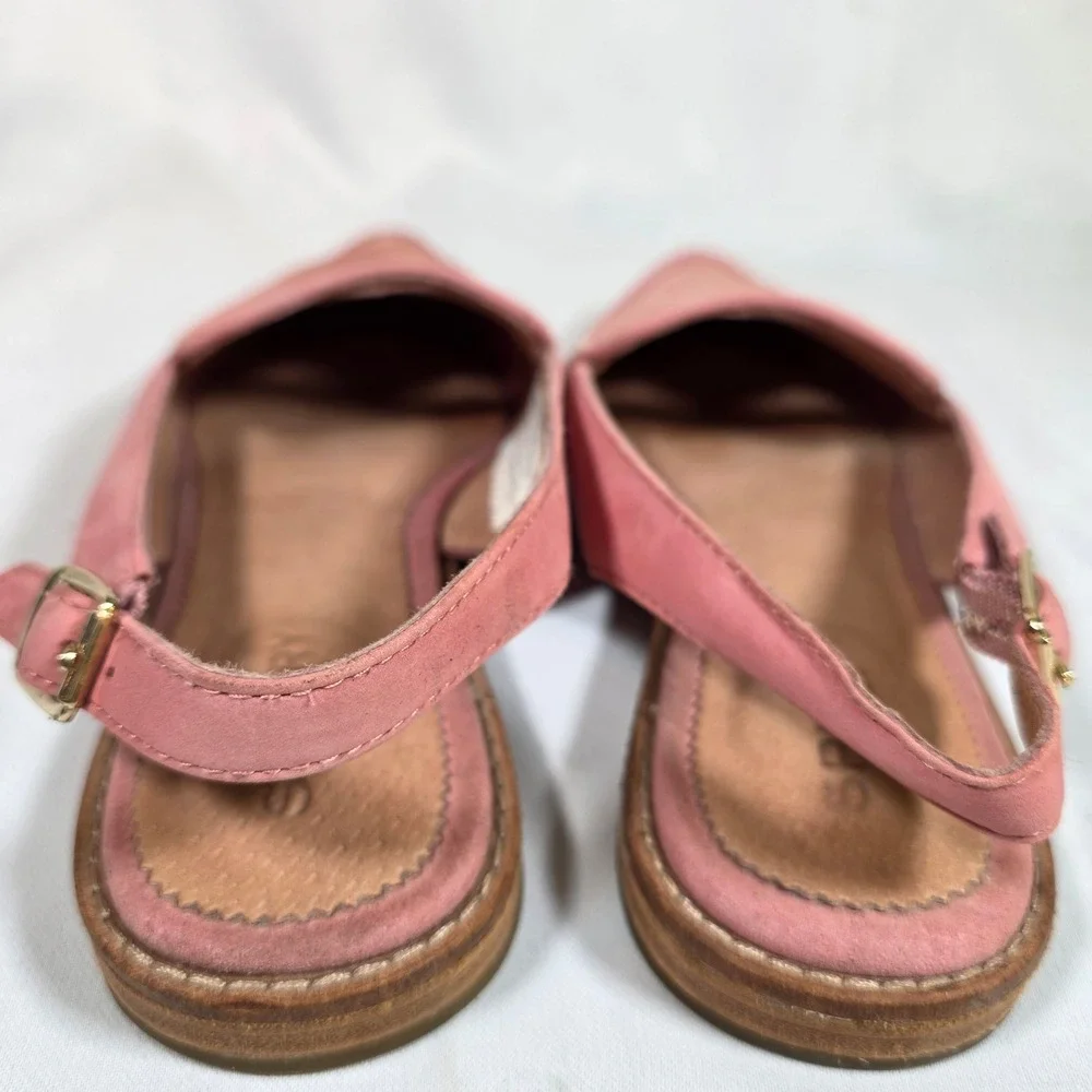 Sperry Saybrook Slingback Loafers Women 7 Pink Snakeskin Nubuck Flats Adjustable